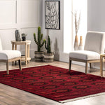 Persian red Fringe Rug: Rectangle / 4' x 6'