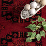 Persian red Fringe Rug: Rectangle / 4' x 6'