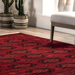 Persian red Fringe Rug: Rectangle / 4' x 6'