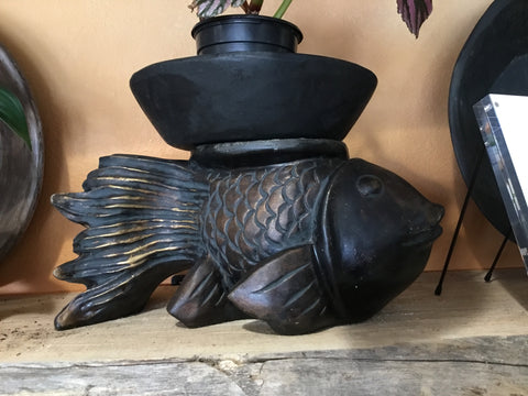 Vintage Koi Fish Plant Stand