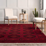 Persian red Fringe Rug: Rectangle / 4' x 6'