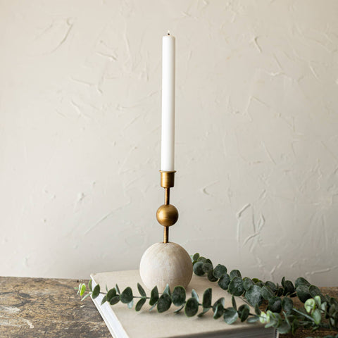 Brass Sphere Taper Candle Holder