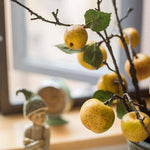 Artificial Fruit Yellow Apple Pear Stem 27" Tall: Three Stems