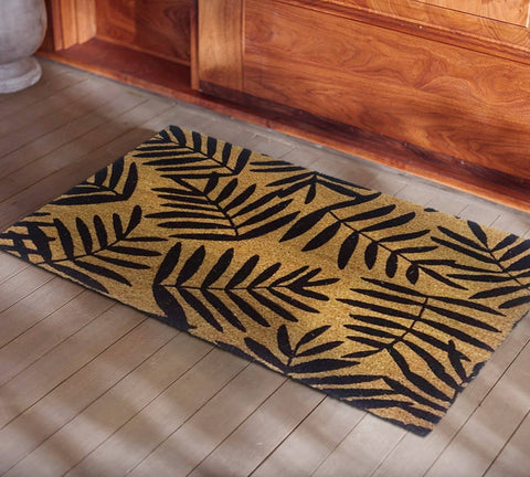 Leaf Coir Doormat, Natural, PVC Tufted