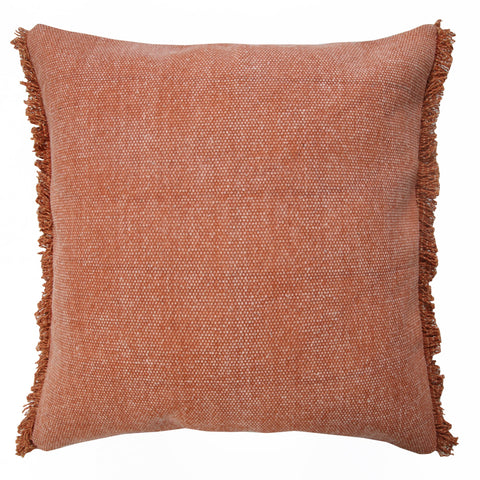 Solid Stonewash Throw Pillow with Fringe