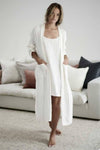 Carter Linen Robe -White/Charcoal Stripe