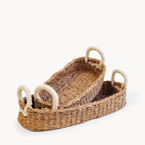 Bread Basket with White Handle