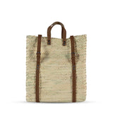 Straw Backpack with Leather Straps