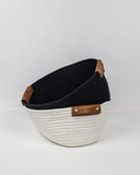 Cotton Storage basket with leather handles