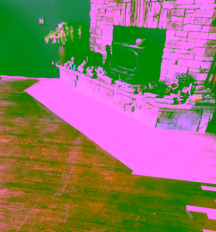 Living room hardwood floor mid-restoration