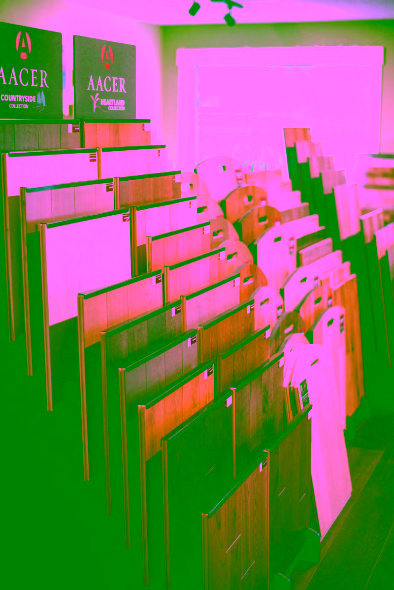 Hardwood floor samples at the Van Dyke showroom